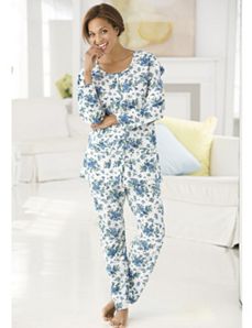 Blue Garden Knit Pajamas by Ulla Popken