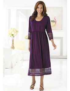 Lace-trimmed Knit Dress by Ulla Popken