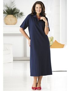 Pique Knit Polo Dress by Ulla Popken