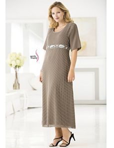 Diamond Waist Beaded Dress by Ulla Popken