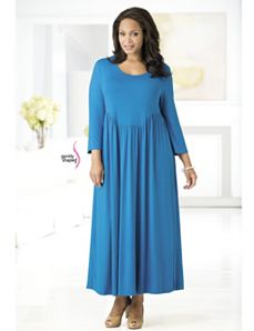 Square Yoke Knit Dress by Ulla Popken