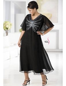 Beaded Butterfly Dress by Ulla Popken