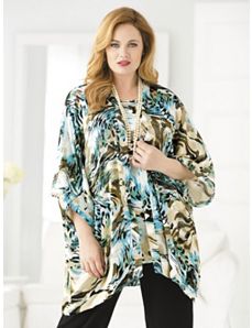 Silky Burnout Kimono and Tank Set by Ulla Popken