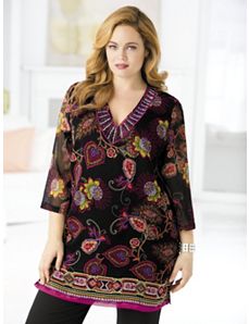 Empress's Garden Beaded Tunic by Ulla Popken