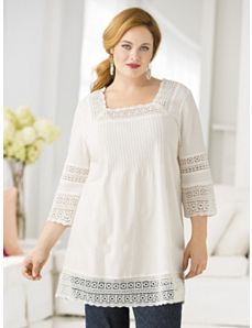 Lace-framed Boho Tunic by Ulla Popken