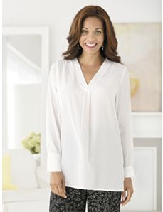 Pleat Front Pullover Blouse by Ulla Popken