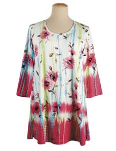 Floral Tie Dye Knit Tunic by Ulla Popken