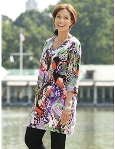 Abstract Butterflies Knit Tunic by Ulla Popken