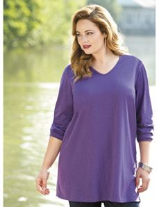 Slubbed Knit Textured Pullover by Ulla Popken