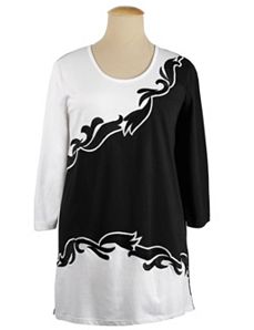 Positive Negative Embroidered Knit Tunic by Ulla Popken