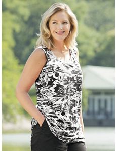Floral Knit Tank by Ulla Popken