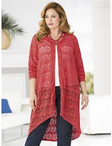 Allover Crochet Knit Duster by Ulla Popken