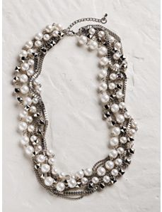 Twisted Pearl and Silvery Necklace by Ulla Popken