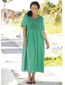 Medallion Crochet Empire Dress by Ulla Popken