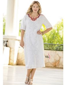 Magic Circles Embroidered Dress by Ulla Popken