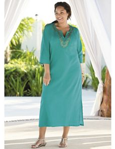 Beaded Gauze Caftan by Ulla Popken