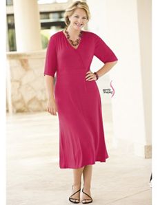 Faux Surplice Knit Dress by Ulla Popken