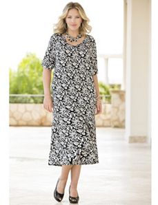 Just Right in Black &amp; White Dress by Ulla Popken