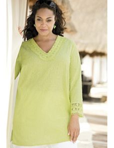Climbing Vines Crochet-trim Tunic by Ulla Popken