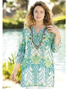Ikat Nouveau Beaded Tunic by Ulla Popken