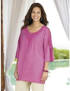 Radiating Crochet Detailed Tunic by Ulla Popken