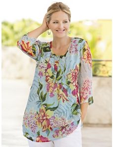 Island Floral Print Tunic by Ulla Popken