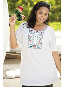 Embroidered Peasant Tunic by Ulla Popken