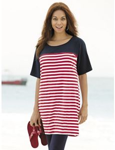 Colorblocked Striped Knit Tunic by Ulla Popken