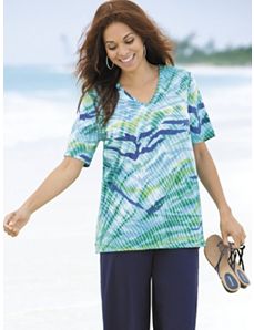 Watercolor Tie Dye Knit Tee by Ulla Popken