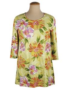 Flower Sketches Shaped Knit Tunic by Ulla Popken