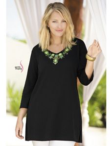 Treasure Trove Waisted Knit Tunic by Ulla Popken