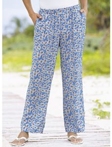 Crazy Daisy Print Pants by Ulla Popken
