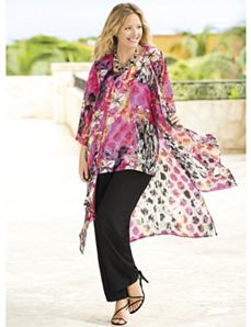 Flowers in the Jungle 3-piece Pant Set by Ulla Popken