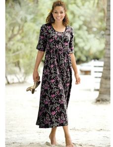 Print Smock Knit Dress by Ulla Popken