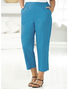 Vented Stretch Capri Pants by Ulla Popken
