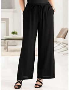 Crepe Wide-leg Pants by Ulla Popken