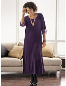 Matte Jersey Sequin Sleeve Dress by Ulla Popken