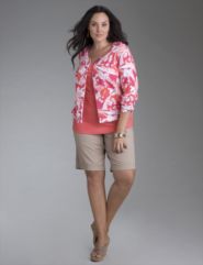 Print cardigan, Casual bermuda shorts