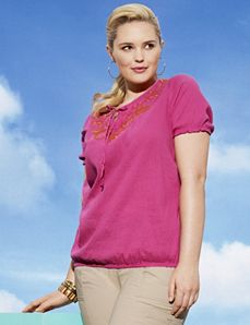 Embroidered peasant top by Lane Bryant