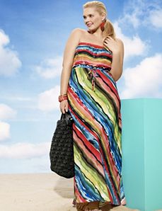 Striped maxi tube dress by Lane Bryant