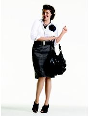Sateen Button Down Shirt, Plaid Ponte Wrap Skirt