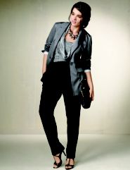 Boyfriend Jacket, Cowl-Neck Sweater, Pant