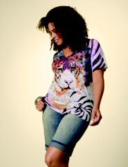Tiger Print Tee, Denim Bermuda
