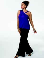 Aysmmetric Tank, Ponte Pant, Beaded Earrings