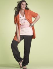 Open Front Cardigan, Print Tee, Cargo Pant