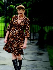 Surplice Front Leopard Dress, Glass Bead Necklace