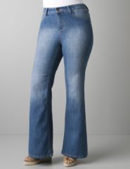 Light sandblast flare jean by DKNY JEANS