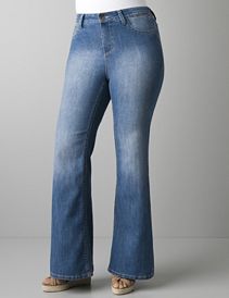 Light sandblast flare jean by DKNY JEANS