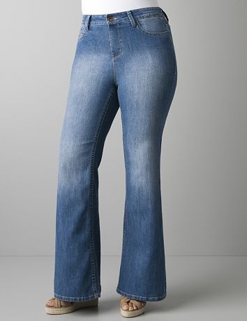 Light sandblast flare jean by DKNY JEANS