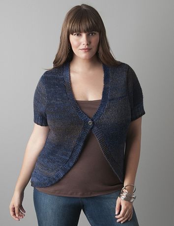 Short sleeve space dye cardigan by Lane Bryant